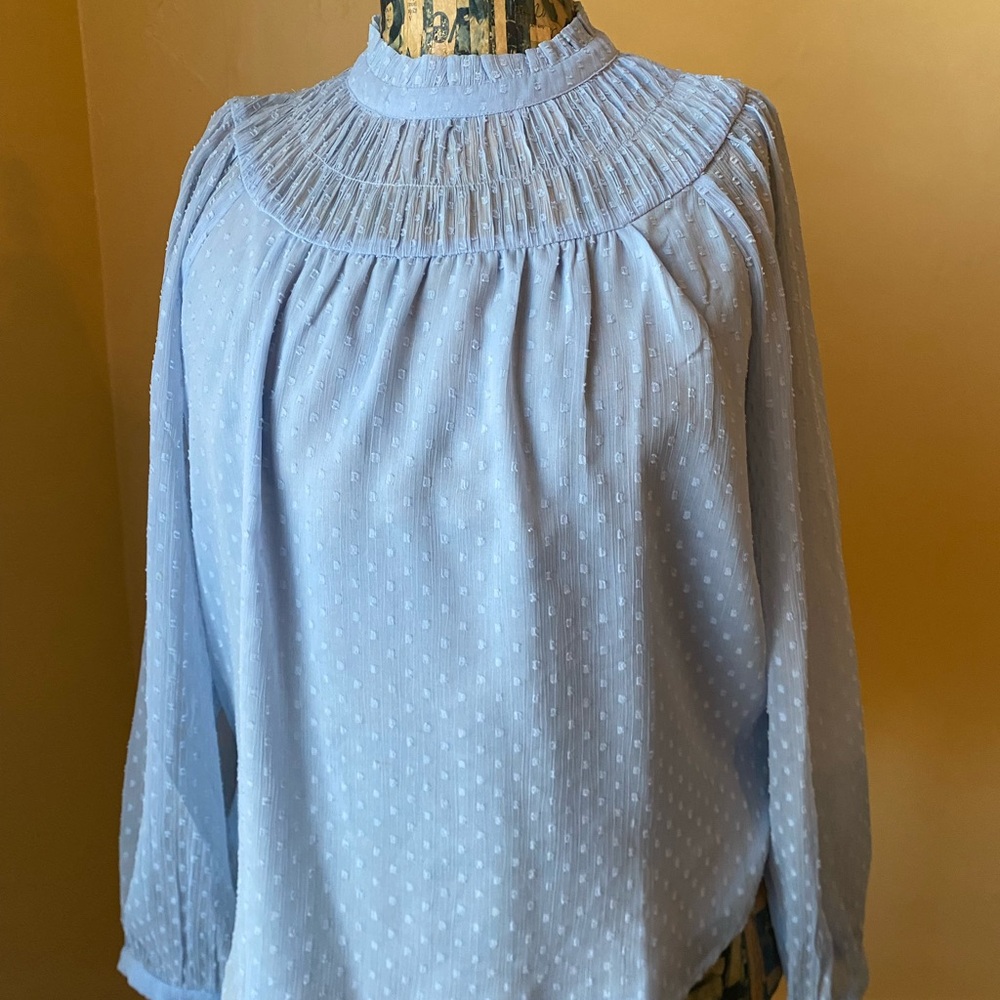 LOFT Light Blue Pleated Blouse